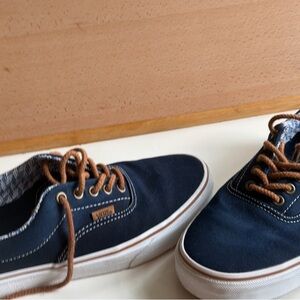 Vans Dark Blue Sneakers with Tan Laces